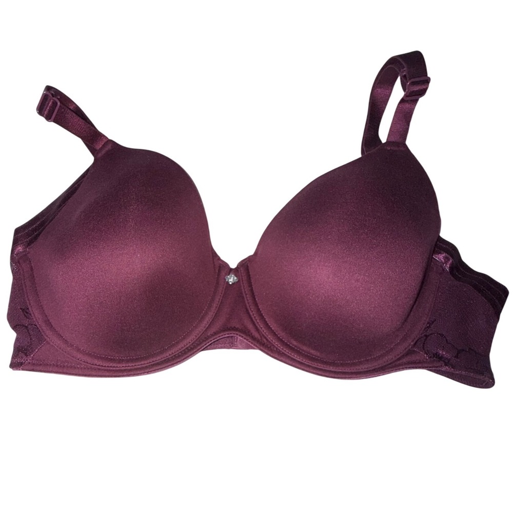 Breezies Radiant Lace Underwire T-Shirt Bra Blackberry Purple 34B A692397